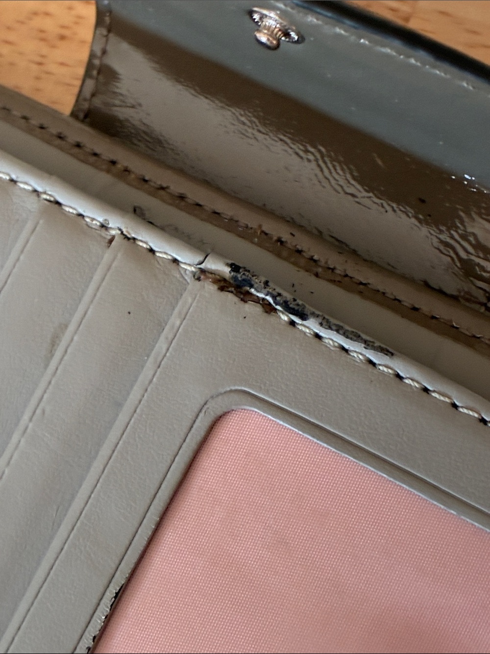 Coach Gray Signature Continental Wallet with Logo Snap - Picture 3 of 13